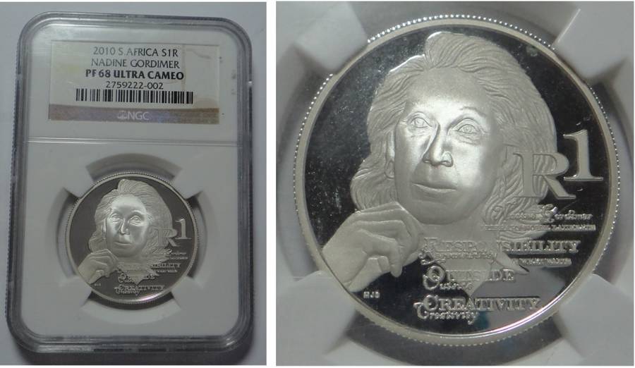 RSA Silver R1 of 2010 (Nadine Gordimer) PF 68 Ultra Cameo