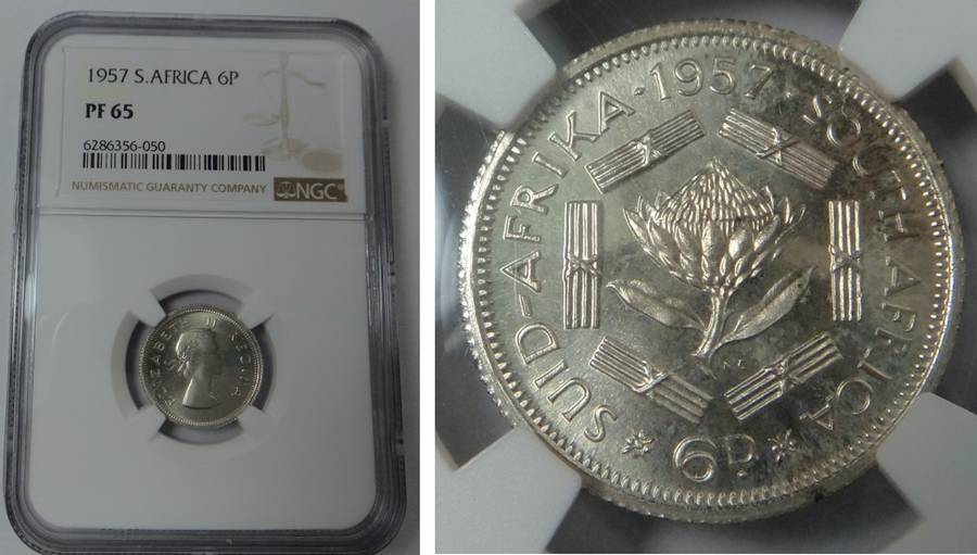 Union of South Africa: Sixpence 1957, NGC PF 65