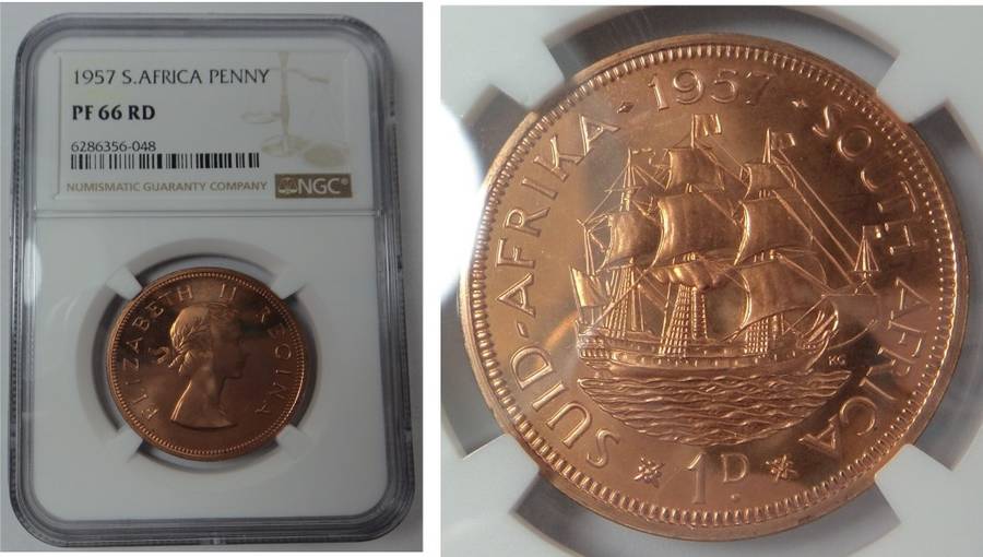 Union of South Africa: Penny 1957, NGC PF 66 RD