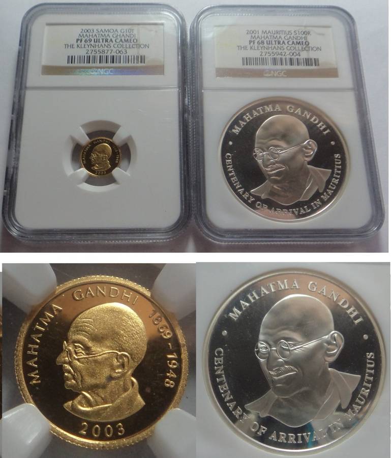 Mahatma Gandhi GOLD & SILVER Coin Set: NGC Graded