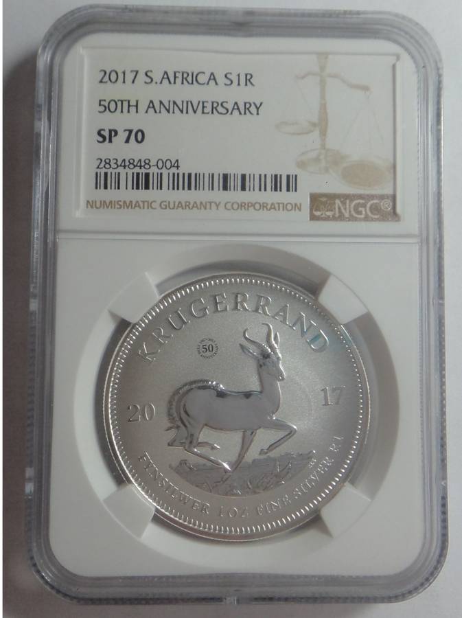 Silver Krugerrand: 50th Anniversary 2017: NGC SP 70