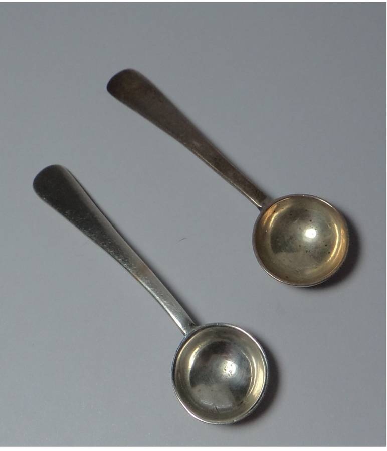 Two Silver Mustard Spoons by Hamilton & Co, Calcutta, India