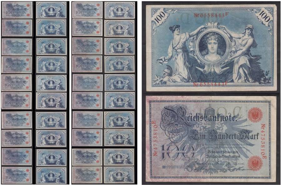 20 x German Reichsbank notes: 100 Mark of 7 February 1908