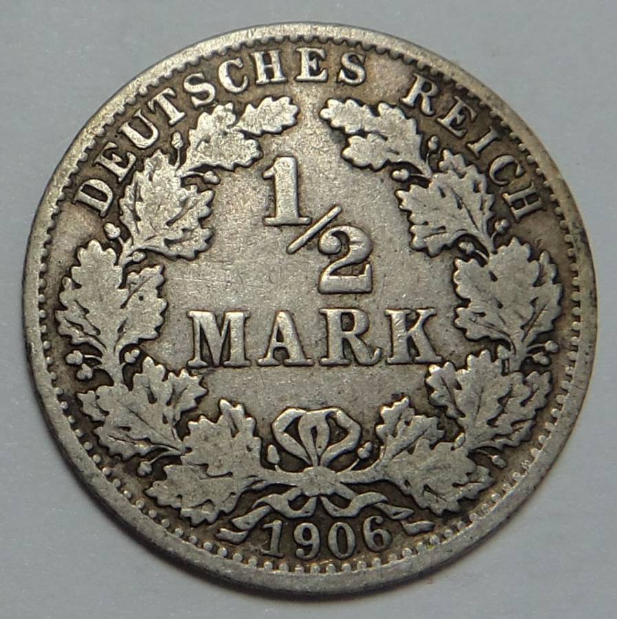 Imperial Germany: Silver Half Mark 1906