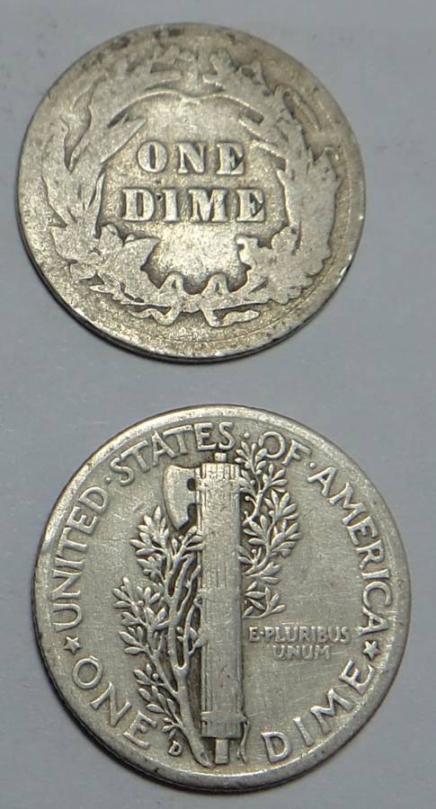 USA: Barber Dime (1910) & Mercury Dime (1940)