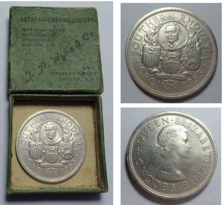 Rhodesia: Silver Rhodes Crown 1953 (Variety 2)