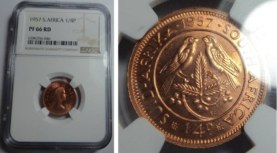 Union of SA: Farthing 1957: NGC PF 66 RD