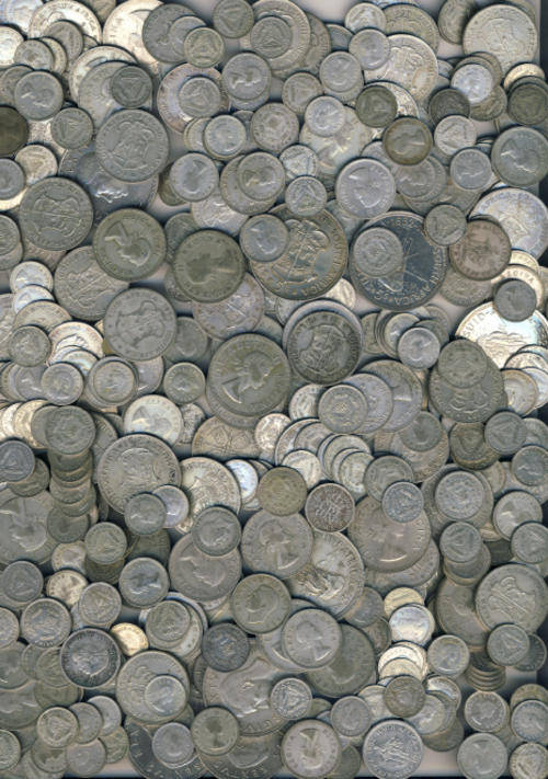 1811 grams (1.811 kilogram) of 50 % SILVER COINS