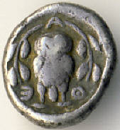 Athens 4 th century B.C.  SILVER OWL HEMIDRACHM (Triobol)