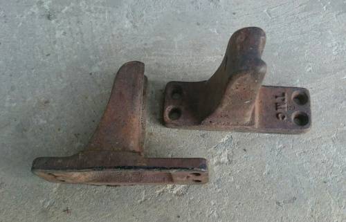 Pair of vintage bed head steel brackets