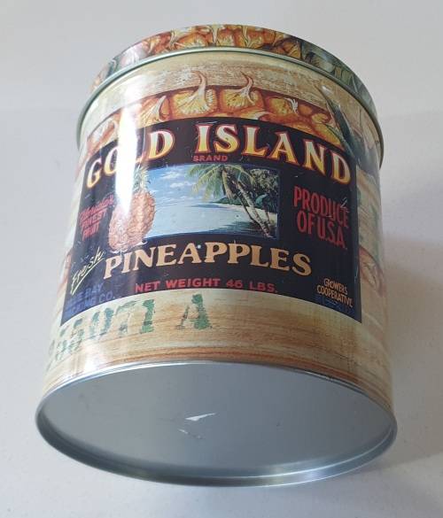 GOLD ISLAND tin as per photos