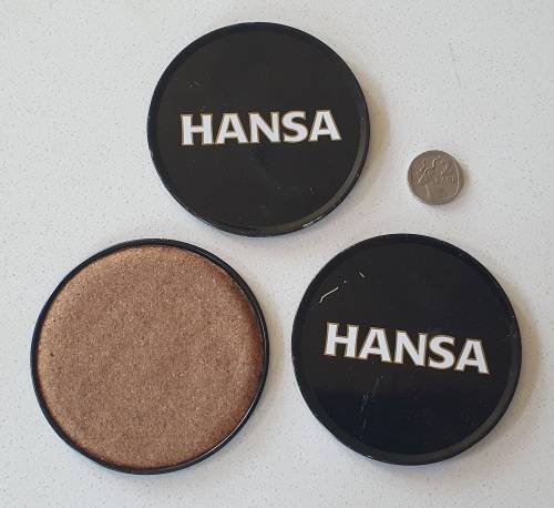 3 HANSA tin coasters as per photos