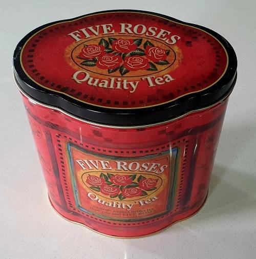 Five roses tea tin as per photos