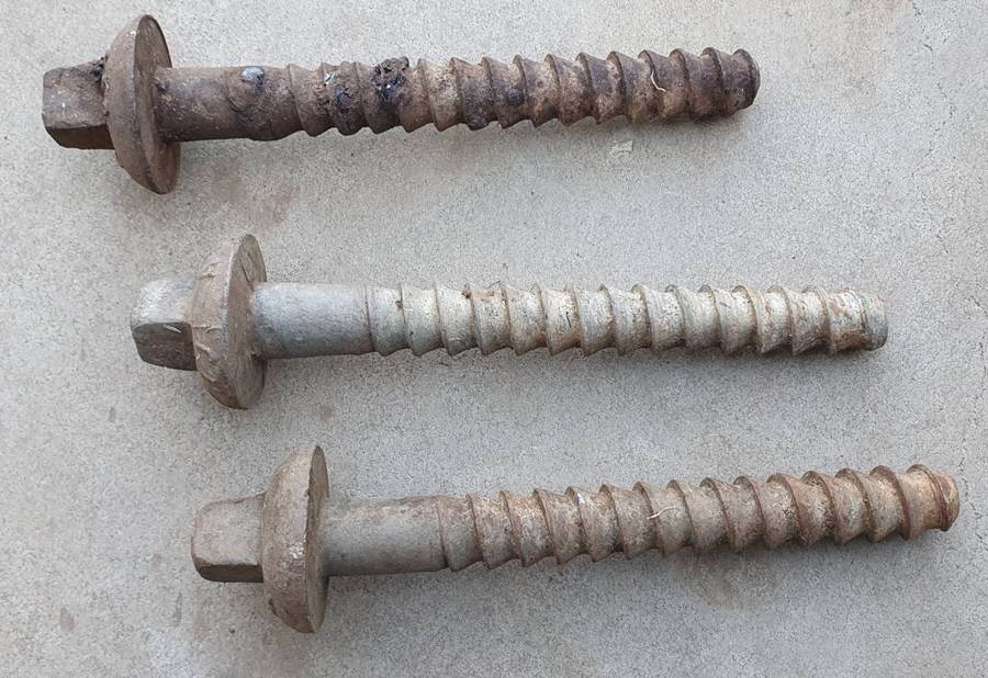 3 Vintage SAR sleeper bolts as per photo