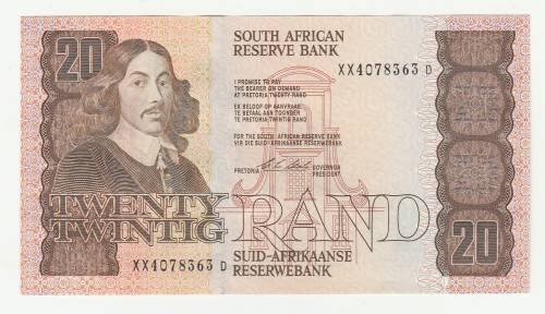 1990 South Africa Type 8 First Issue C L Stals R20 Replacement note