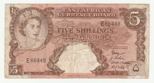 1958 East Africa Currency Board, Nairobi 5 Shillings