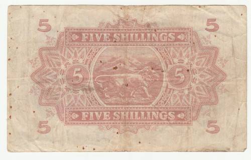 1949 East Africa Currency Board 5 Shillings, Nairobi Issue, 4 Signatures