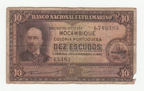 1945 Mozambique 10 Escudos