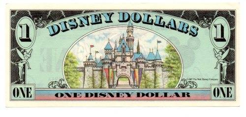 1987 Disney Dollars $1, Mickey Mouse, D Series First Year
