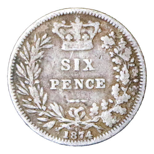1874 Great Britain Six Pence