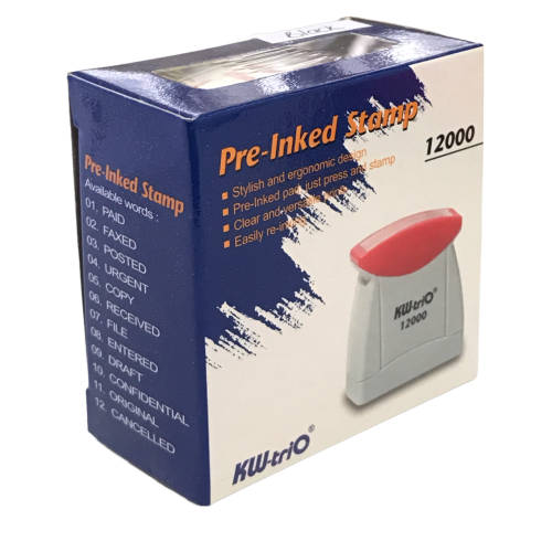 40x UNITS ON AUCTION!  FILE - Black Ink, kw-Trio Pre-inked Stamp, Model 12000
