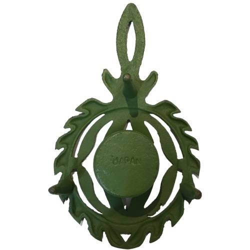 Vintage green cast iron trivet with tea light holder (food warmer trivet), 21cm x12cm x5cm