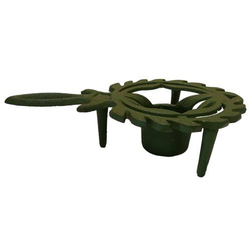 Vintage green cast iron trivet with tea light holder (food warmer trivet), 21cm x12cm x5cm