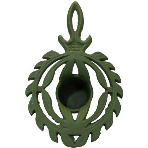 Vintage green cast iron trivet with tea light holder (food warmer trivet), 21cm x12cm x5cm