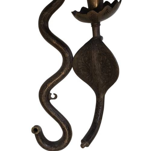 RARE!! Pair of Anglo-Indian Brass Cobra Candle Sconces, 40cm x 8cm