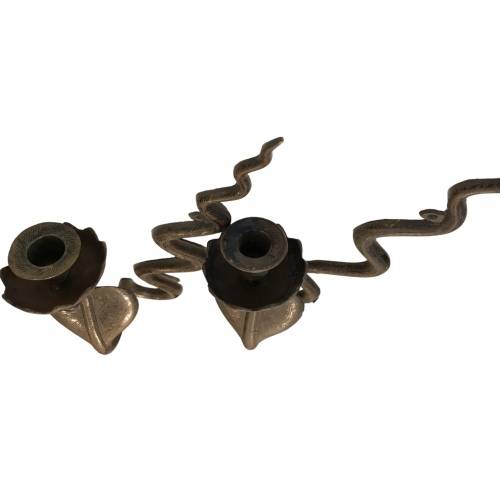 RARE!! Pair of Anglo-Indian Brass Cobra Candle Sconces, 40cm x 8cm