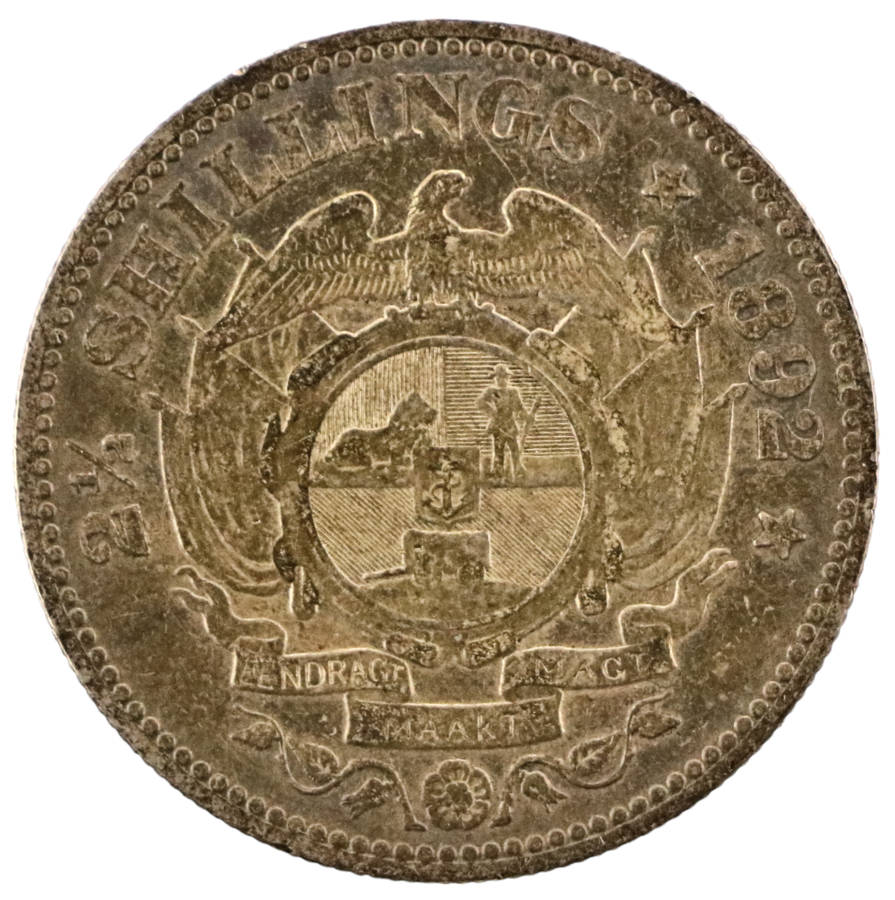 1892 ZAR 2 1/2 Shilling, Key Date 16 300 Minted