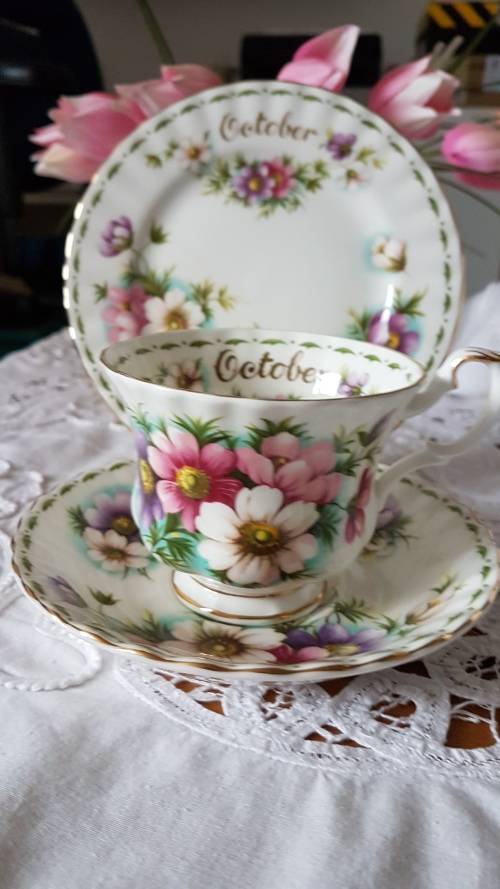 Royal Albert Flower of the month October Tea Trio