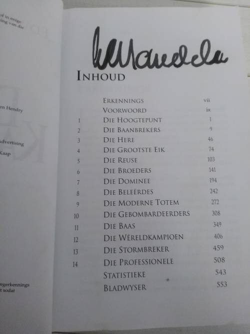 'DIE KAPTEINS' BOOK WITH AUTHOR SIGNITURE AND WHAT LOOKS TO BE MADIBA'S SIGNITURE