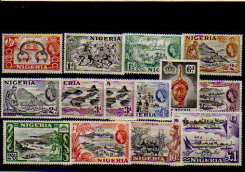 NIGERIA.MINT SET OF 14.WITH 3d EXTRA.1953-58.CAT R840