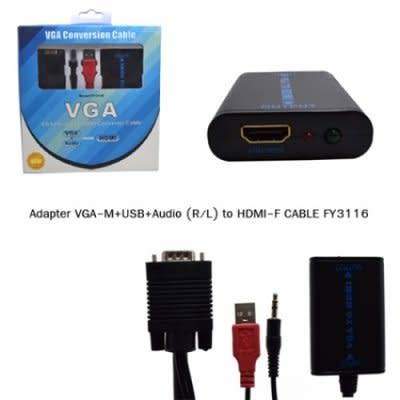 VGA To HDMI Converter - VGA Conversion Cable - VGA + Audio to HDMI Converter Cable