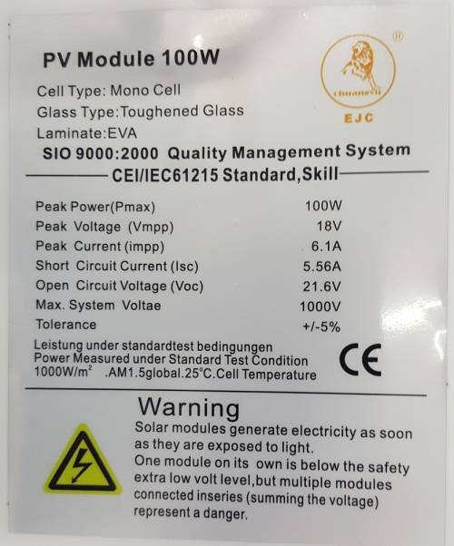 100W Solar Panel - Mono Cell 100W Solar Panel