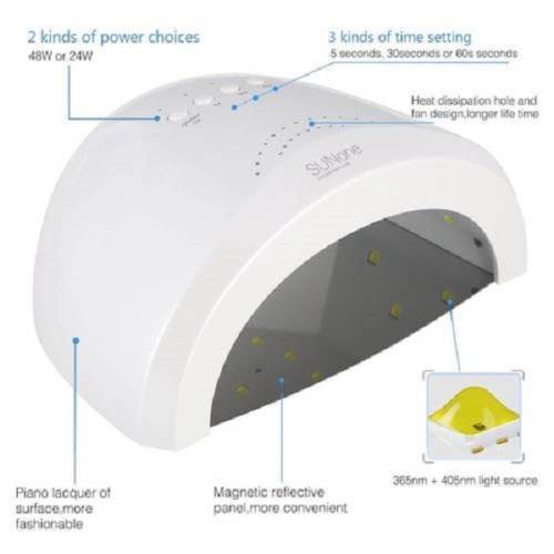 Nail Lamp - 48W UV LED Nail Lamp - 2-In-1 48W LED UV Nail Curing Lamp - UV/LED Nail Lamp