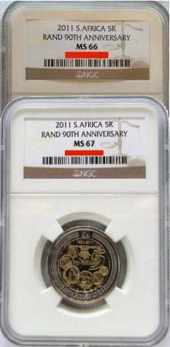 *HIGH GRADE* SARB ANNIVERSARY MS66 + MS67 R5 COINS NGC GRADED * ONE PRICE 2 COINS *
