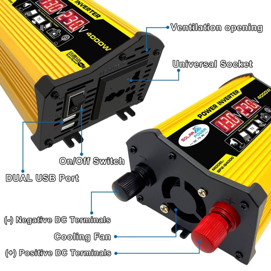 Legend II Generation 12V to 220V 4000W Car Power Inverter