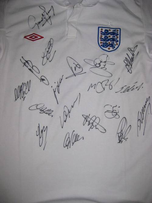 England SQUAD Signed World Cup 2010 home shirt ROONEY GERRARD