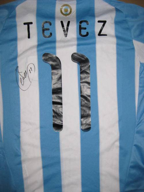 Carlos Tevez signed Argentina World Cup 2010 away shirt