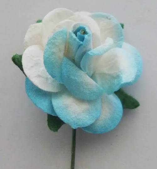 Paper Flower 6p - Light Blue White 18- 20mm