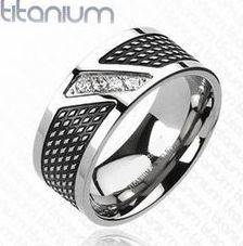 UNIQUE 2 TONE SPECKLED BLACK TITANIUM 4CZ WEDDING BAND