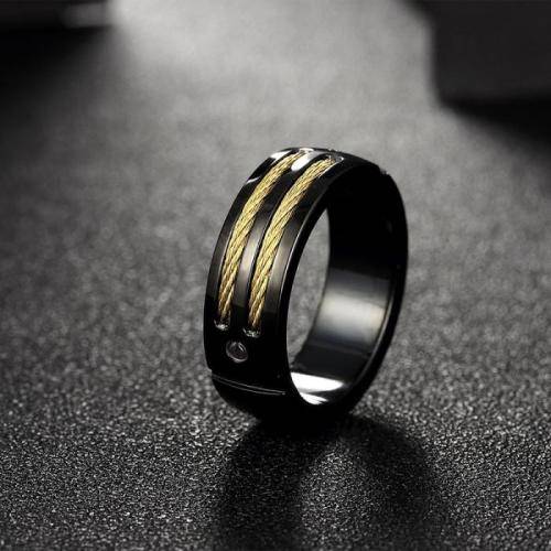 Unique Dual Finish Cables and Screw Design Men's Wedding Band
