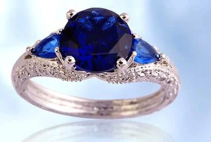 Exquizite Simulated Sapphire Silver Polished Ring