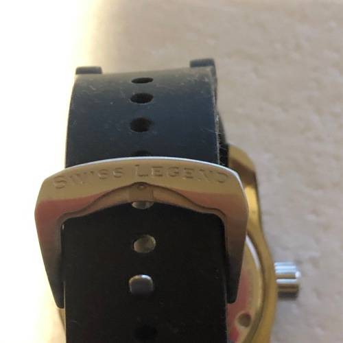 Swiss Legend Black 47mm Commander Swiss Quartz Date Silicone Strap Watch
