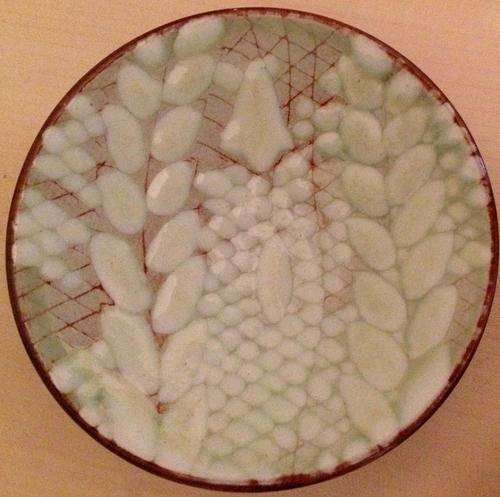 Kalahari pottery South african art hand painted mini plate dish leaves earthy colours