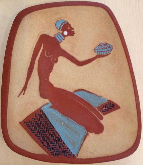 Kalahari pottery South african art hand painted ethnic figure nude