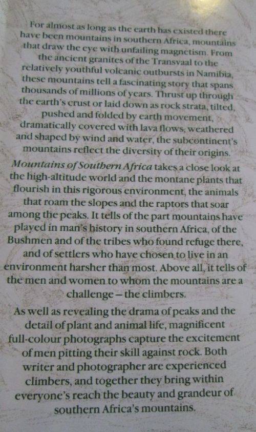 Mountains of Southern Africa Text David Bristow Photography Clive Ward - 166 pages