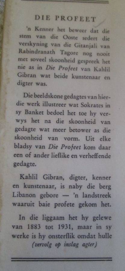 Die Profeet - Kahlil Gibran